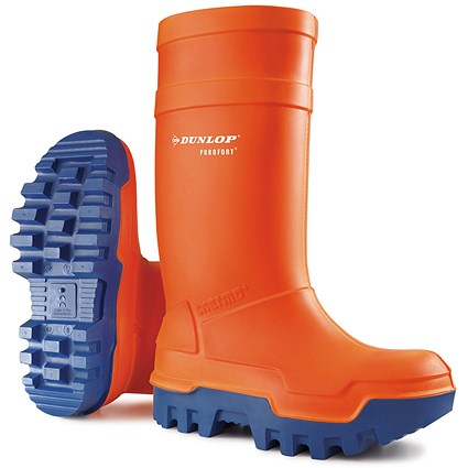 Dunlop Purofort Thermo+ Full Safety Wellington Boots, Orange, 9