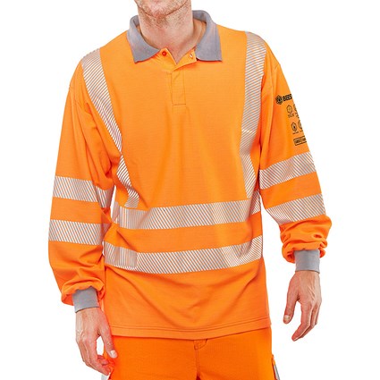 Beeswift Arc Flash GO-RT Polo Shirt, Orange, Medium