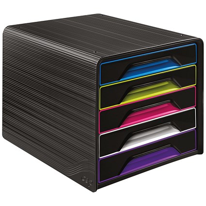 CEP Smoove 5 Drawer Set, Black & Assorted Coloured Drawers