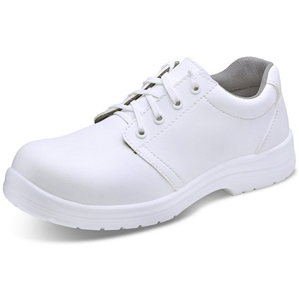 Beeswift Micro-Fibre Tie S2 Shoes, White, 6.5