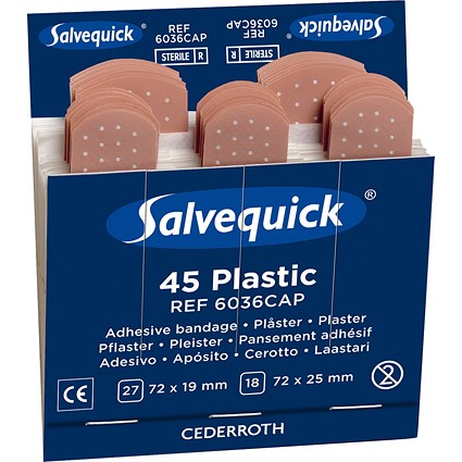 Salvequick Waterproof Plasters Refill, 2 Assorted Sizes, Pack of 270