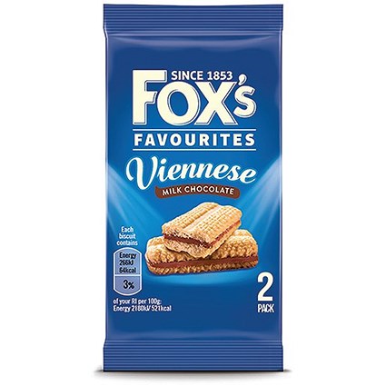 Fox's Viennese Chocolate Biscuits Twin Packs, 24g, Pack of 48