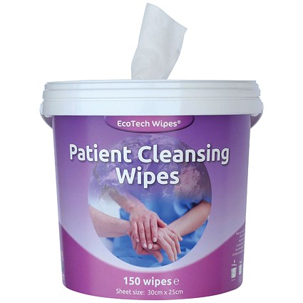 EcoTech White Patient Cleansing Wipes, 150 Wipes Per Pack