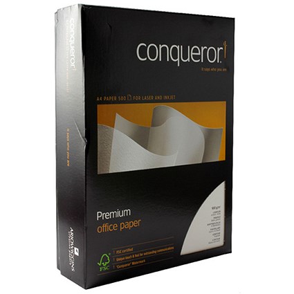 Conqueror Contour Embossed A4 Paper / Brilliant White / 100gsm / Ream (500 Sheets)