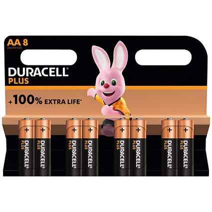 Duracell Plus AA Alkaline Batteries, Pack of 8