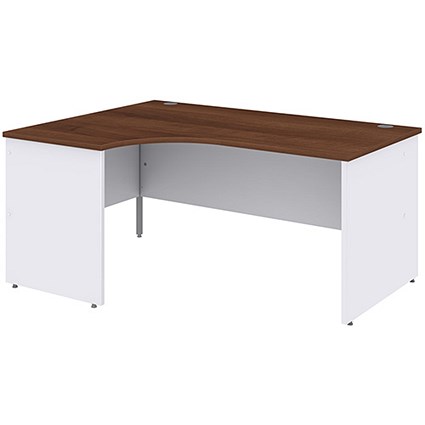 Duo Radial Desk / Left Hand / 1600mm Wide / Walnut & White