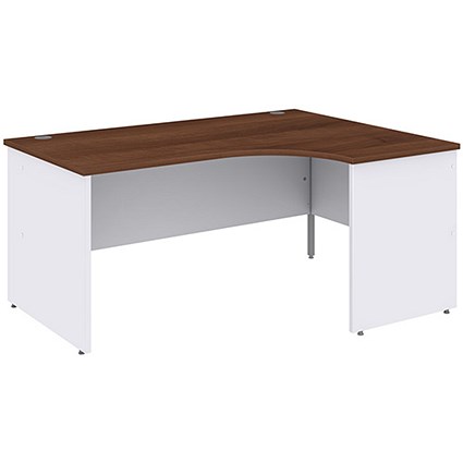 Duo Radial Desk / Right Hand / 1600mm Wide / Walnut & White