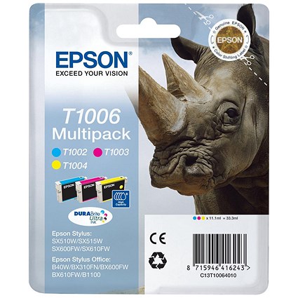 Epson T1006 DURABrite Ultra Inkjet Cartridge Multipack - Cyan, Magenta and Yellow (3 Cartridges)