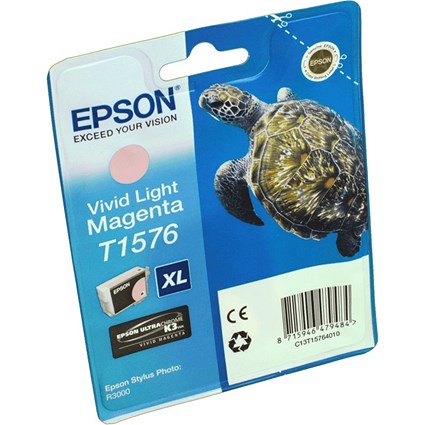Epson T1576 Ink Cartridge Ultra Chrome K3 XL High Yield Turtle Vivid Light Magenta C13T15764010
