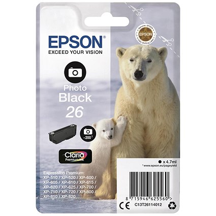 Epson 26 Photo Black Inkjet Cartridge