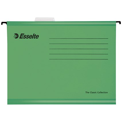 Esselte Classic Suspension Files, A4, Green, Pack of 25