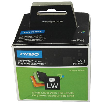 Dymo Lever Arch File Label 38x190mm Pack of 110 99018 S0722470