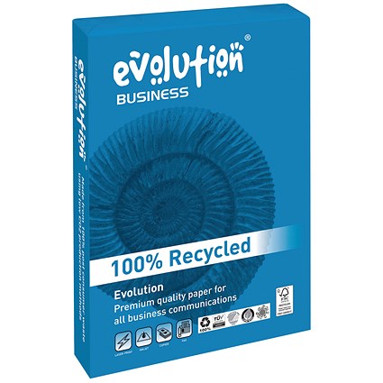 Evolution A4 Business Recycled Paper, White, 100gsm, Ream (500 Sheets)