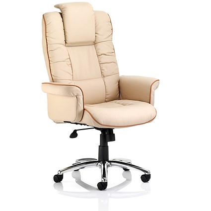 Chelsea Leather Executive Chair, Cream, Assembled