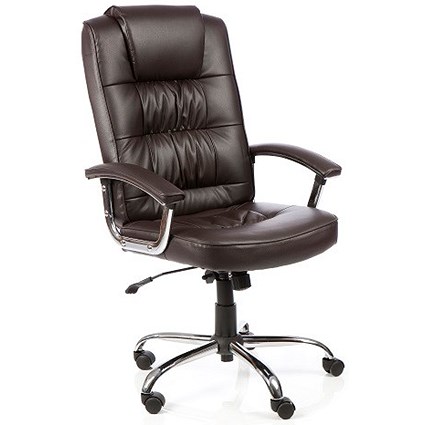 Moore Leather Deluxe Executive Chair, Brown, Built