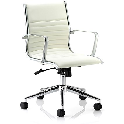 Ritz Leather Medium Back Executive Chair, Ivory, Assembled