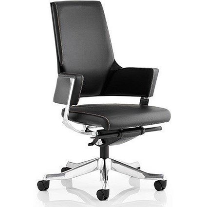 Enterprise Leather Executive Medium Back Chair / Black / Built