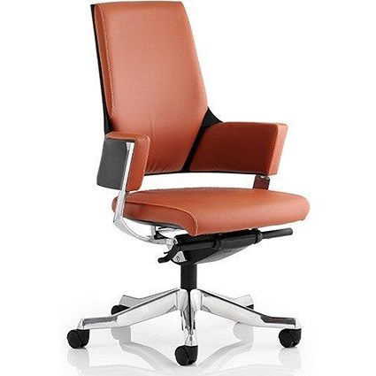 Enterprise Leather Executive Medium Back Chair / Tan / Built