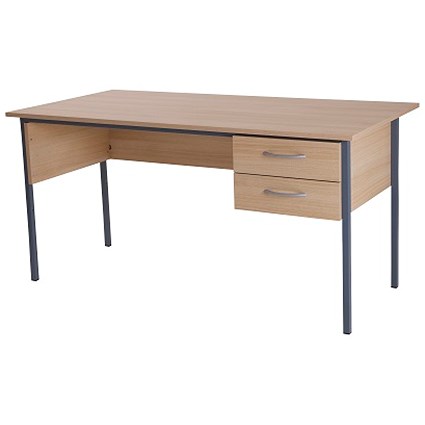 Basix Rectangular Desk / 1200mm Wide / 2-Drawer Pedestal / Oak