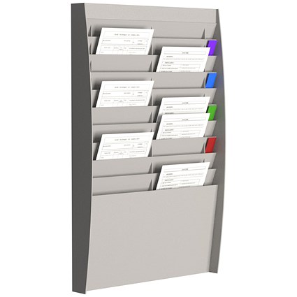Fast Paper Wall-Mounted Document Panel, 2 x 10 A4 Pockets, Grey
