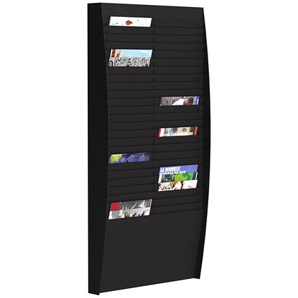 Fast Paper Wall-Mounted Document Panel, 2 x 25 A4 Pockets, Black