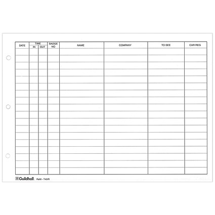 Guildhall Refill for Loose-Leaf Visitors Book, 50 Sheets