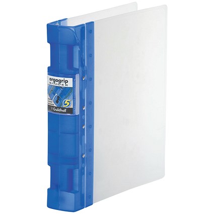 Guildhall GLX Ergogrip Ring Binder, A4, 4x 2 Prong, 55mm Capacity, Frost Cobalt Blue, Pack of 2