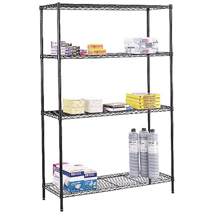 Safco Wire Commercial Shelving Unit / Black / 1219mm Wide
