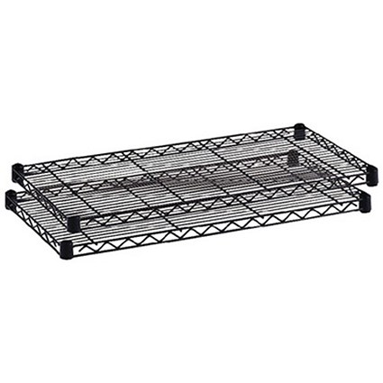 Safco Wire Commercial Shelving Extra Shelves / Black / Pack of 2 / 1219mm Wide