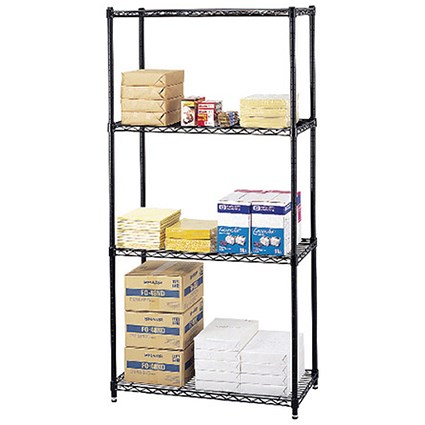Safco Wire Commercial Shelving Starter Unit / Black / 914mm Wide