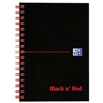 Black n' Red Soft Cover Wirebound Notebook / A6 / Perforated & Ruled / 100 Pages / Pack of 10