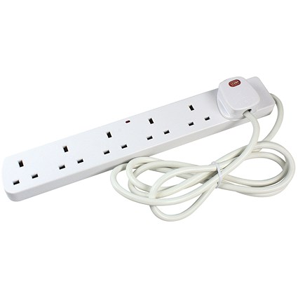 CED 6-Way Surge Protection 13 Amp 2m Extension Lead White