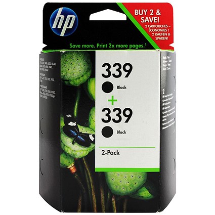 HP 339 Black Ink Cartridges (Twin Pack)