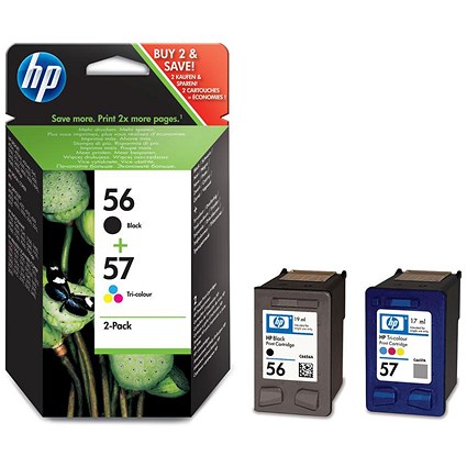 HP 56 Black/57 Tri-Colour Ink Cartridges (2 Cartridges)