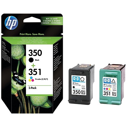 HP 350 Black & 351 Colour Ink Cartridges (2 Cartridges) SD412EE
