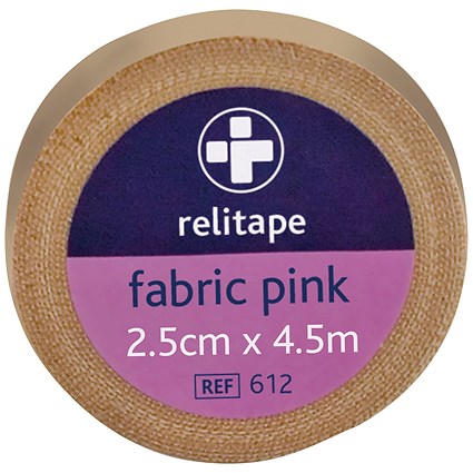 Reliance Medical Relitape Fabric Elastic Strapping Tape Pink 2.5cmx4.5m (Pack of 12)