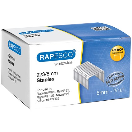 Rapesco 923/8mm Staples, Pack of 4000