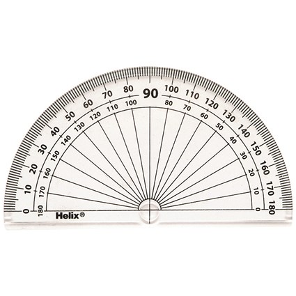 Helix 10cm 180 Degree Protractor / Clear / Pack of 50