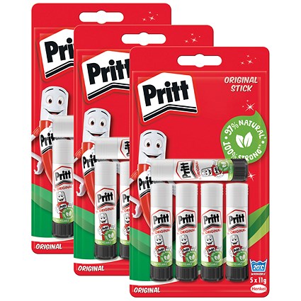Pritt Stick Glue, Medium, 11g, Pack of 5 - 3 Pack Saver Bundle