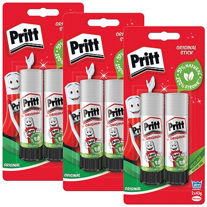 Pritt Stick Glue Stick 43g (Pack of 2) - 3 Pack Saver Bundle