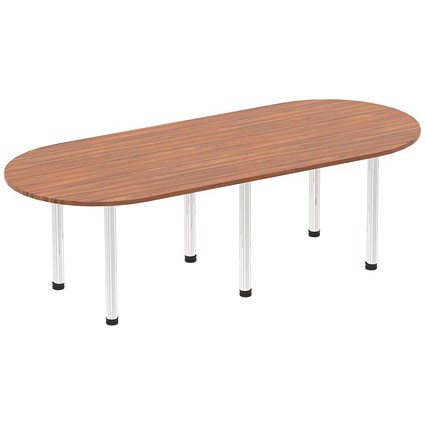 Impulse Boardroom Table, 2400mm, Walnut, Chrome Post Leg