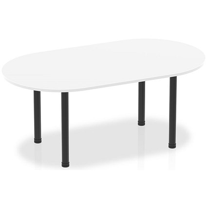 Impulse Boardroom Table, 1800mm, White, Black Post Leg