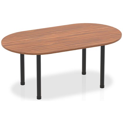 Impulse Boardroom Table, 1800mm, Walnut, Black Post Leg