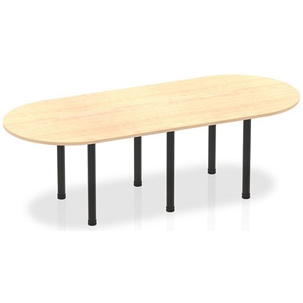 Impulse Boardroom Table, 2400mm, Maple, Black Post Leg