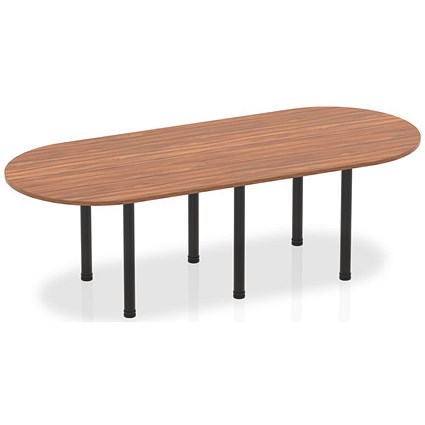 Impulse Boardroom Table, 2400mm, Walnut, Black Post Leg