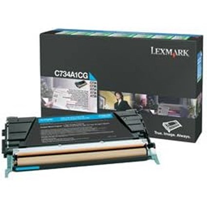 Lexmark C734A1CG Cyan Laser Toner Cartridge