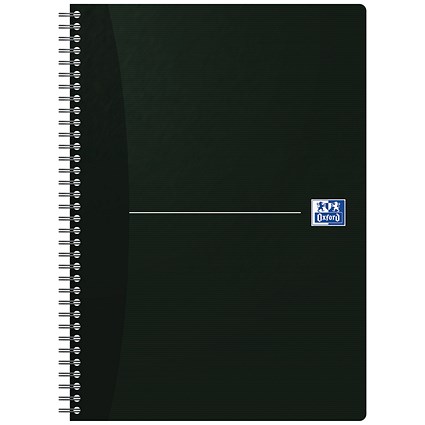 Oxford Office Soft Cover Wirebound Notebook, A4, Ruled, 180 Pages, Black, Pack of 5