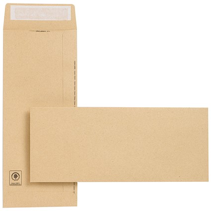 New Guardian Heavyweight Pocket Envelopes, 305x127mm, Manilla, Peel and Seal, 130gsm, Pack of 250