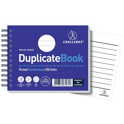 Challenge Carbonless Wirebound Duplicate Book, Ruled, 50 Sets, 105x130mm, Pack of 5