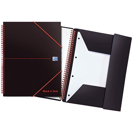 Black n' Red Plastic Wirebound Meeting Book, A4+, Ruled & Perforated, 160 Pages, Pack of 5